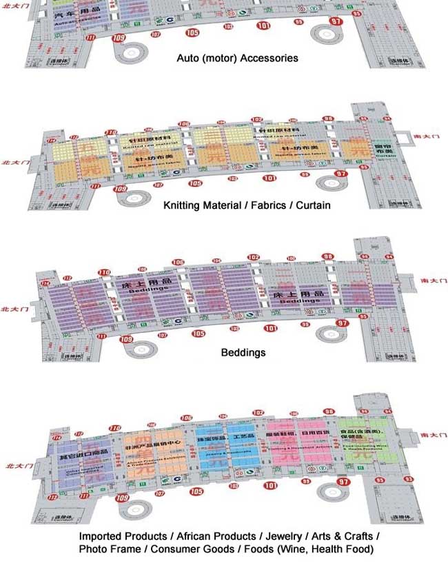 Yiwu International Trade Mart District 5 – šema rasporeda hala i spratova
