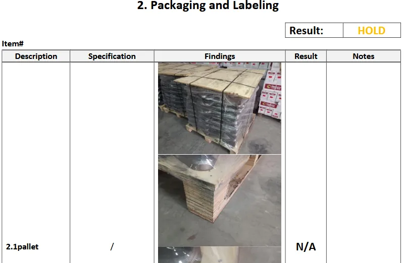 Checking product packaging during inspection