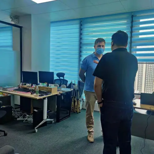 Partners shaking hands in the office