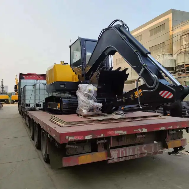 Transport of a Chinese excavator